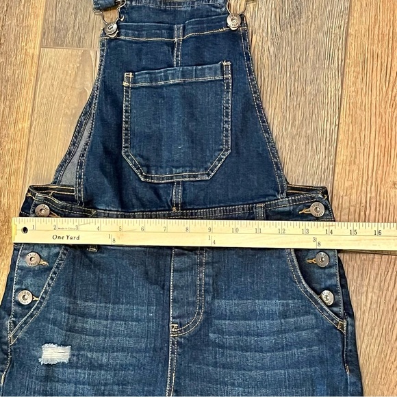 TRUE CRAFT Bib Overalls Womens Size 3 Blue Denim Gradient Wash Distressed Skinny - Picture 14 of 16